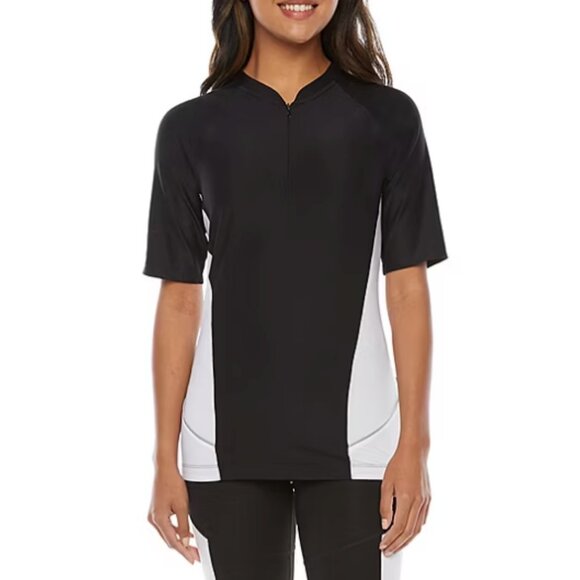 Xersion Womens Mock Neck Short Sleeve Jersey, Black Sz XXL 925485 - Picture 3 of 3